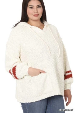 40 HD-E {Give It A Whirl} Ivory Knit Hoodie W/Pocket SALE!! PLUS SIZE 1X 2X 3X -Cheap Clothing Store image c55549e4 35a1 4de8 bb26 a7478f053fc8