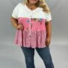 63 CP-B {Lovely Life} Pink Floral & Stripe Contrast Top PLUS SIZE XL 2X 3X -Cheap Clothing Store image cae3f1d2 27bd 4cae b77a 329b216b9bf6