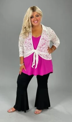 26 OT-E {Love Secrets} Ivory Lace Front Tied Cardigan PLUS SIZE 1X 2X 3X