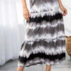 BT-F {Genuine Gratitude} BLACK Tie Dye Tiered Skirt PLUS SIZE 1X 2X 3X