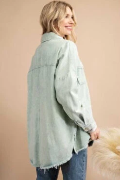 93 OT-A {Frayed Sweetness} Washed Sage Denim Jacket PLUS SIZE 1X 2X 3X -Cheap Clothing Store image e07f1556 9fae 4e2d b7b2 34f4d060ae7b