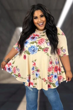 29 PSS {Really Radiant} SALE! Pale Yellow Floral Tunic EXTENDED PLUS SIZE 4X 5X 6X