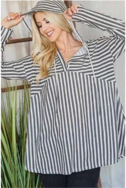 91 HD-C {Boss Lady Fav} Gray/Ivory Striped Hoodie PLUS SIZE 1X 2X 3X -Cheap Clothing Store image eddbbb3d 9cd5 46eb 92ee 51e457c25932