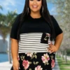 82 CP-M {All In Good Time} Black Stripe Floral Print Top PLUS SIZE XL 2X 3X -Cheap Clothing Store image f4f2c0bc b240 416b 8167 182e2be8cd3d