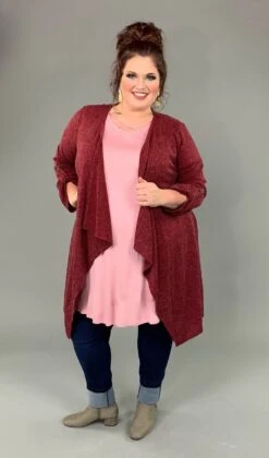 OT-K {Walk In The Park} Burgundy Cardigan With Roll-Tab Sleeves -Cheap Clothing Store image fd1ee14f b404 495b ab8f 8055f6c36c2e