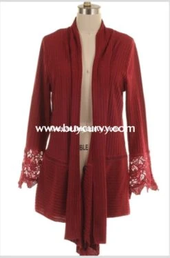 OT-Z {You're So Right} Burgundy Ribbed Crochet Cardigan -Cheap Clothing Store ot z youre so right burgundy ribbed crochet cardigan outerwear curvy boutique plus size clothing 1 688