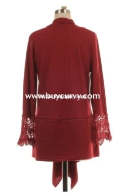 OT-Z {You're So Right} Burgundy Ribbed Crochet Cardigan -Cheap Clothing Store ot z youre so right burgundy ribbed crochet cardigan outerwear curvy boutique plus size clothing 3 986