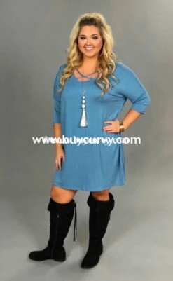 SQ-C "Blue Bayou” Tunic With Criss-CrossDetail -Cheap Clothing Store sq c blue bayou with criss cross detail sale curvy boutique plus size clothing 798
